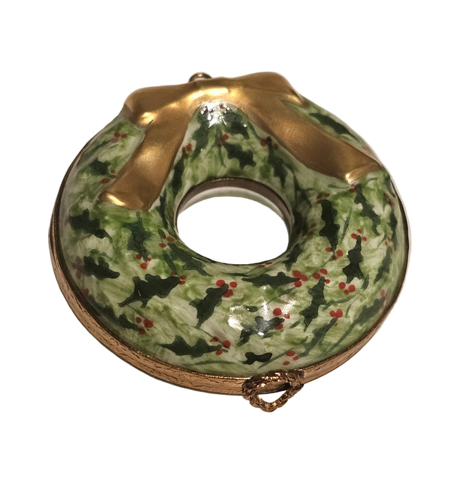Holiday Pine Wreath Limoges Box Figurine by Artoria Authentic Limoges Box