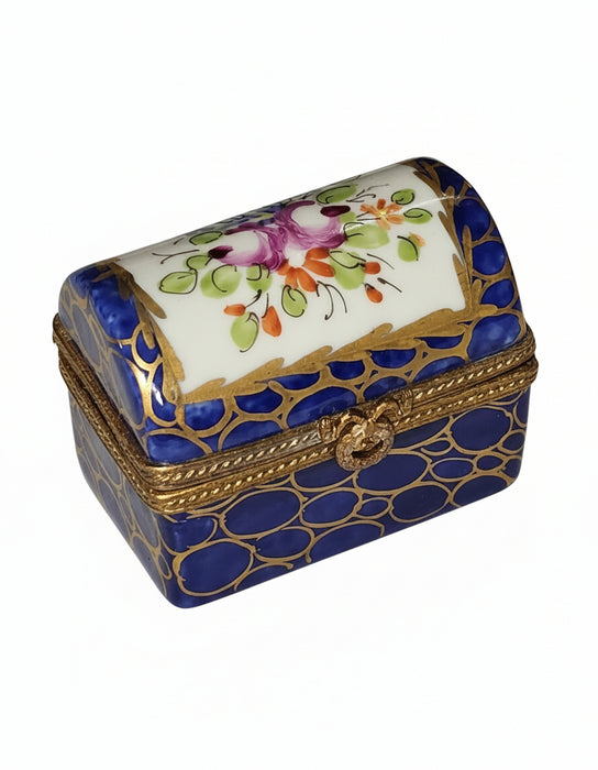 Dark Blue Trunk Floral w Gold