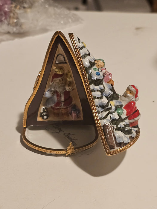 Rare Triple Hinged Christmas Tree Limoges Box Figurine)