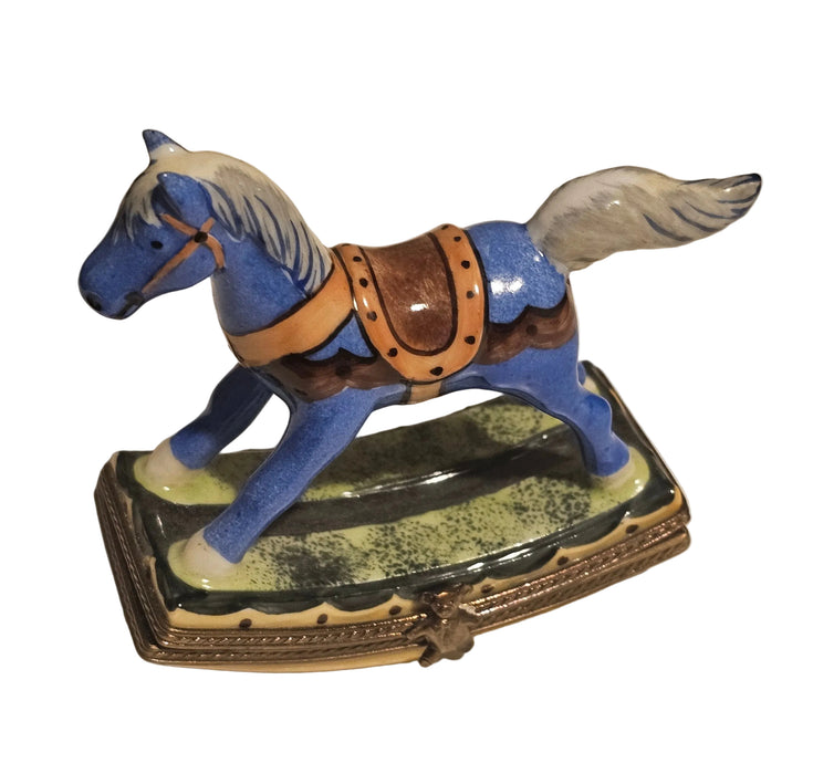 Christmas Rocking Horse Sheriff Limoges Box Figurine Authentic Limoges Box