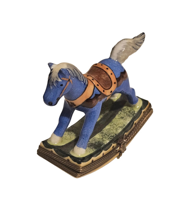 Christmas Rocking Horse Sheriff Limoges Box Figurine Authentic Limoges Box