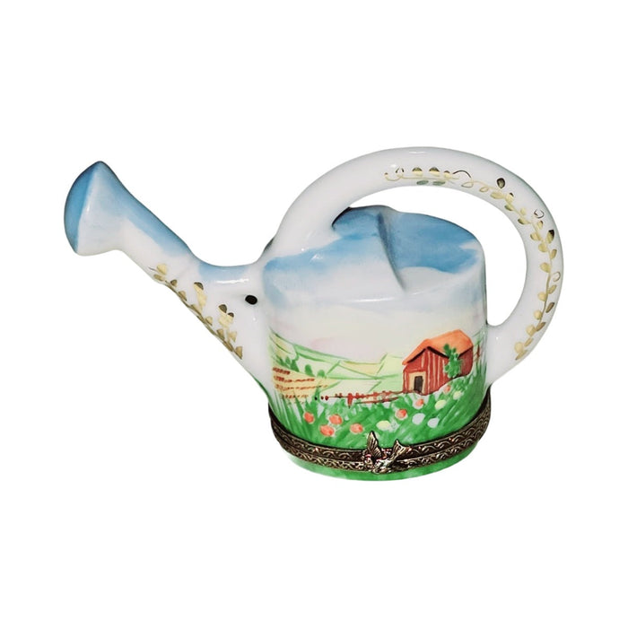 Genuine Farm Scene Watering Can Limoges box painted by hand in France, from Limoges Boutique
