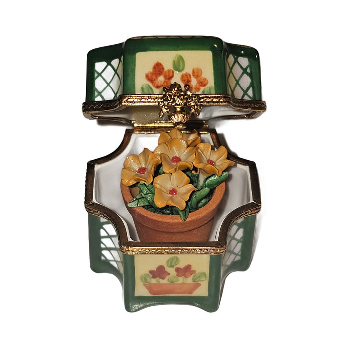 The Hexagon Orange with Flower Basket, a Limoges keepsake with true French charm