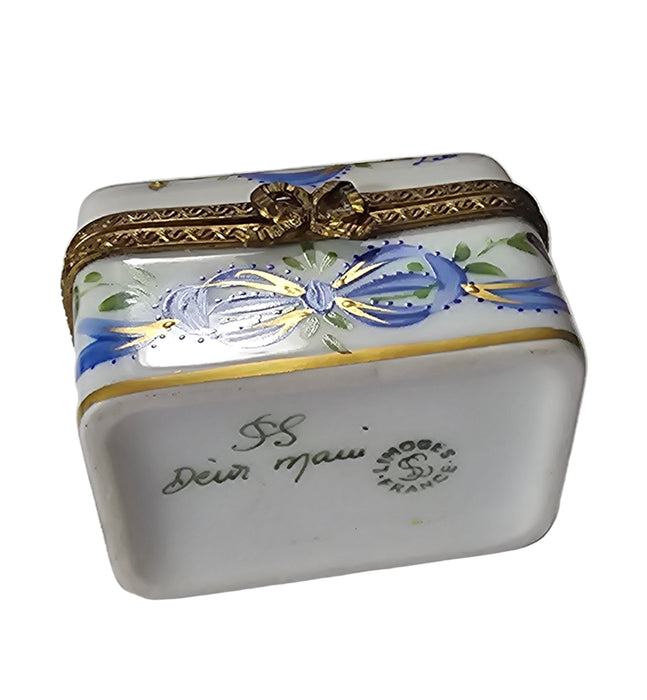 Blue Floral Trunk Elegance Box for Home Décor