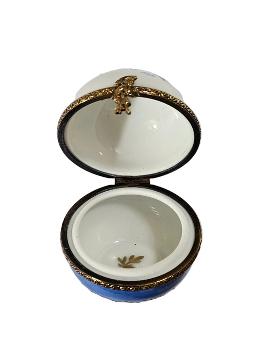 Mini Blue Floral Ball Box for Collectors