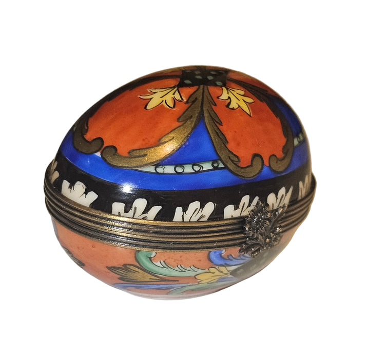 Snazzy Orange Blue Egg Horizon Limoges Box | Limoges Box