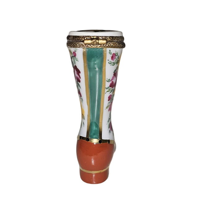 Victorian Boot for Elegant Homes Porcelain Limoges Shoe hat French Trinket Box