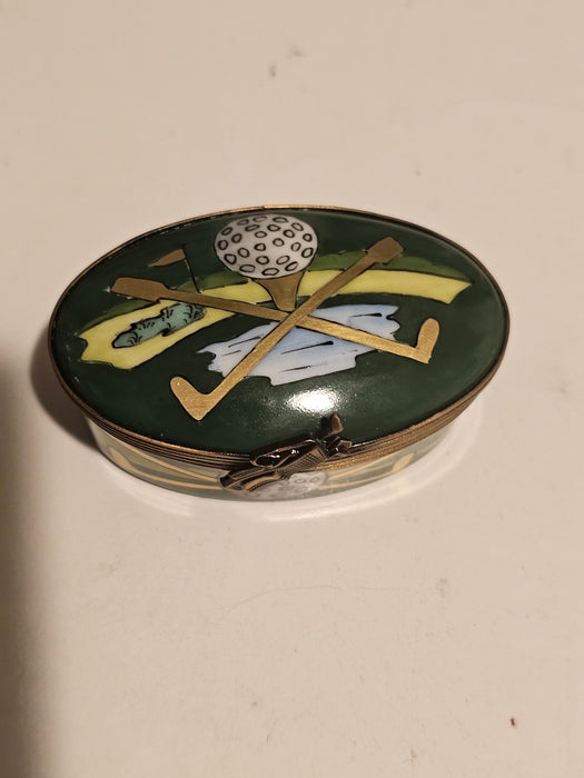 Oval Green Golf for Enthusiasts | Limoges Box Authentic Limoges Box