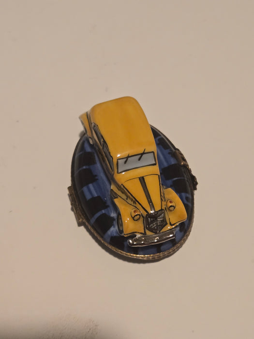 Yellow Old Taxi Limoges Box Authentic Limoges Box