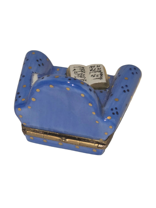 Blue Comfy Chair w Book Authentic Limoges Box