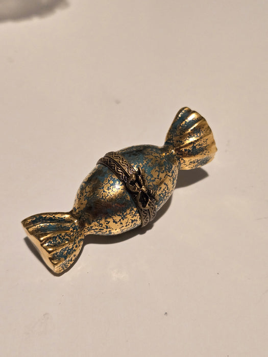 Gold Green Wrapped Candy Limoges Box