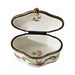 Painted details on the Shaped with Pink Flowers Limoges box, French art in miniature