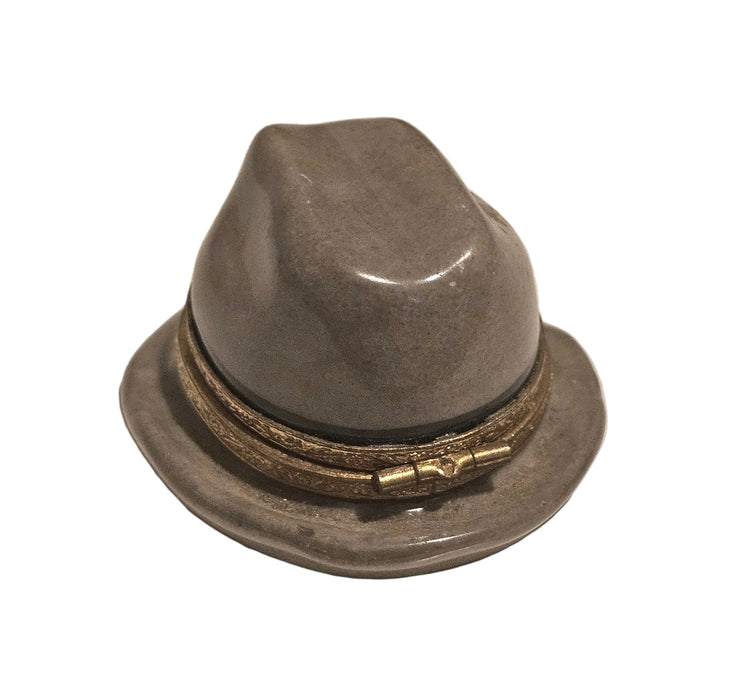 Gray Mens Hat Bling Gangster Limoges Box Figurine Limoges Authentic Limoges Box