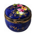 Hand-painted Cobalt Blue Round with Roses Limoges box, French artistry for lovers of fine art