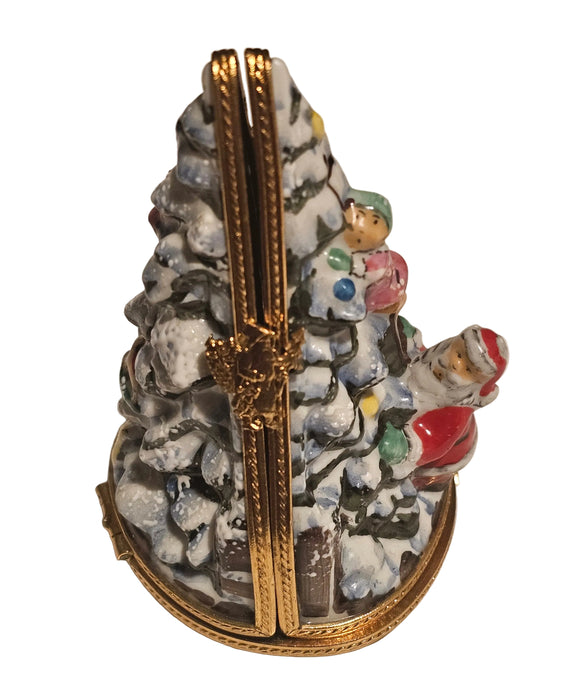 Rare Triple Hinged Christmas Tree Limoges Box Figurine)