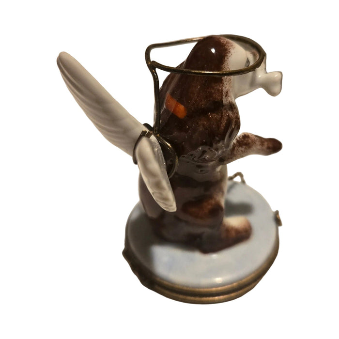 Fine art lovers will admire this Angelic Dog Limoges box
