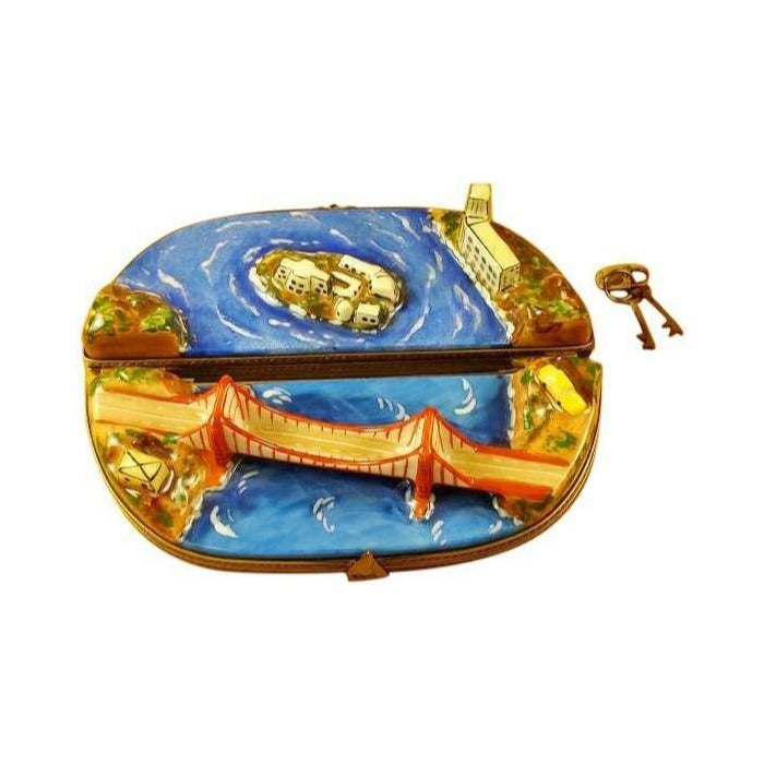 Artisan-painted San Francisco Bay Two Parts Limoges box from France, a cherished collectible
