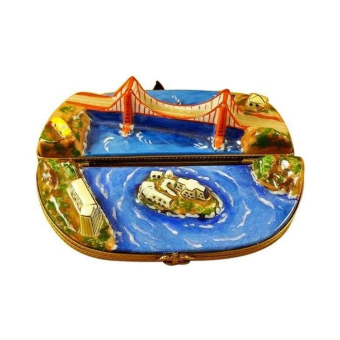 Fine French craftsmanship on the San Francisco Bay Two Parts Limoges box, painted by hand