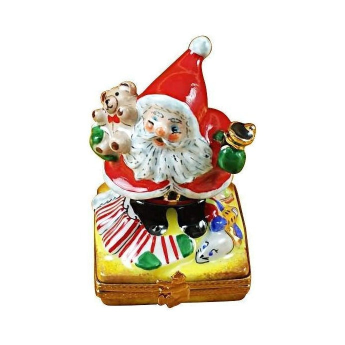 Santa with Bell Cheer by Rochard, an authentic French Limoges box for Christmas from Limoges Boutique