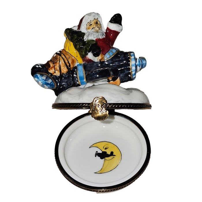Santa's Adventure Box for Holiday Cheer Porcelain Limoges santa claus French Trinket Box