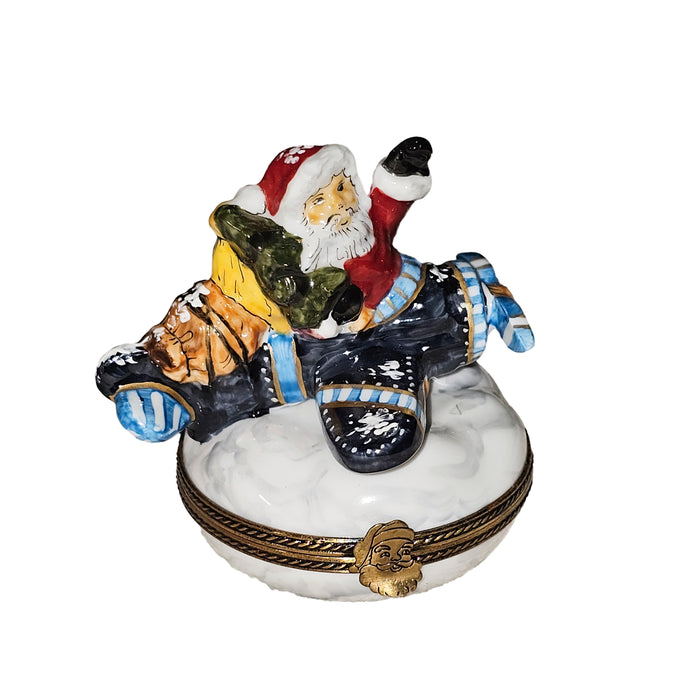 Santa's Adventure Box for Holiday Cheer Porcelain Limoges santa claus French Trinket Box