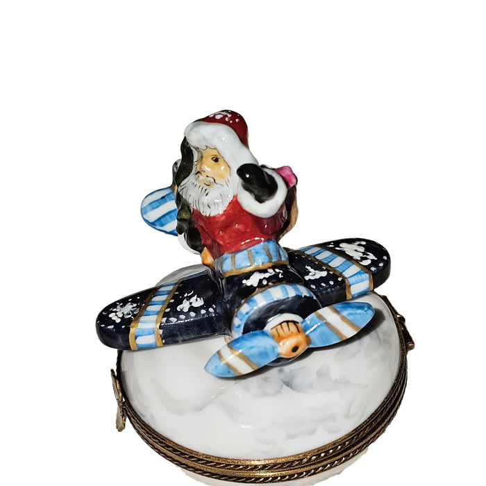 Santa's Adventure Box for Holiday Cheer Porcelain Limoges santa claus French Trinket Box