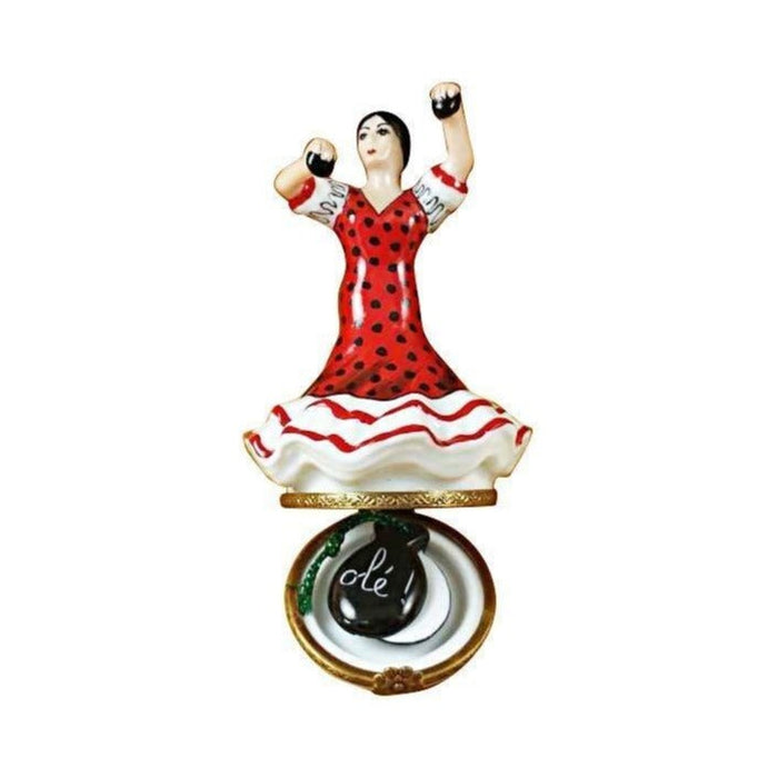 Every brushstroke by hand on the Spanish Flamenco Dancer Limoges box from France