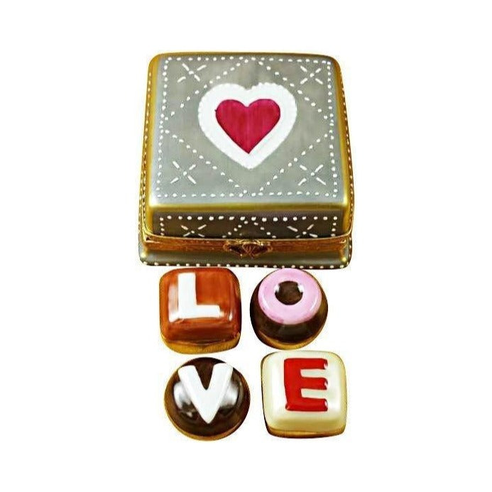 Genuine Rochard Square Box with Love Truffles Limoges box painted by hand in France, from Limoges Boutique