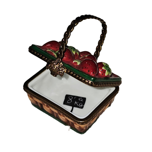 Strawberry Basket Charm for Home Decor Porcelain Limoges Fruit Basket French Trinket Box