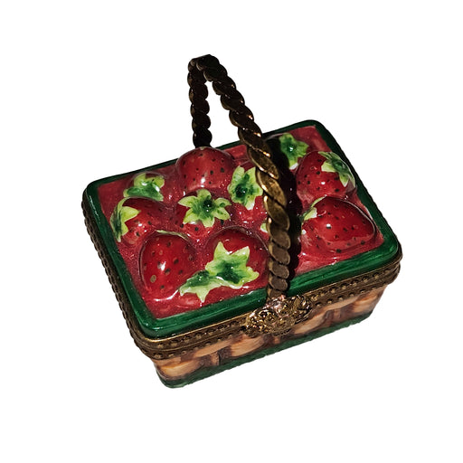 Strawberry Basket Charm for Home Decor Porcelain Limoges Fruit Basket French Trinket Box