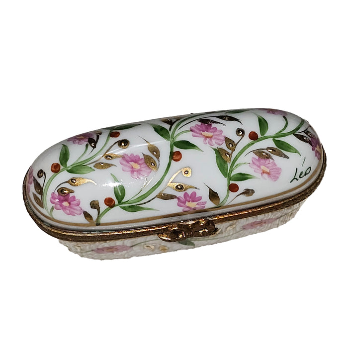 Tall Pink Floral Box for Home Decor Porcelain Limoges Shaped French Trinket Box