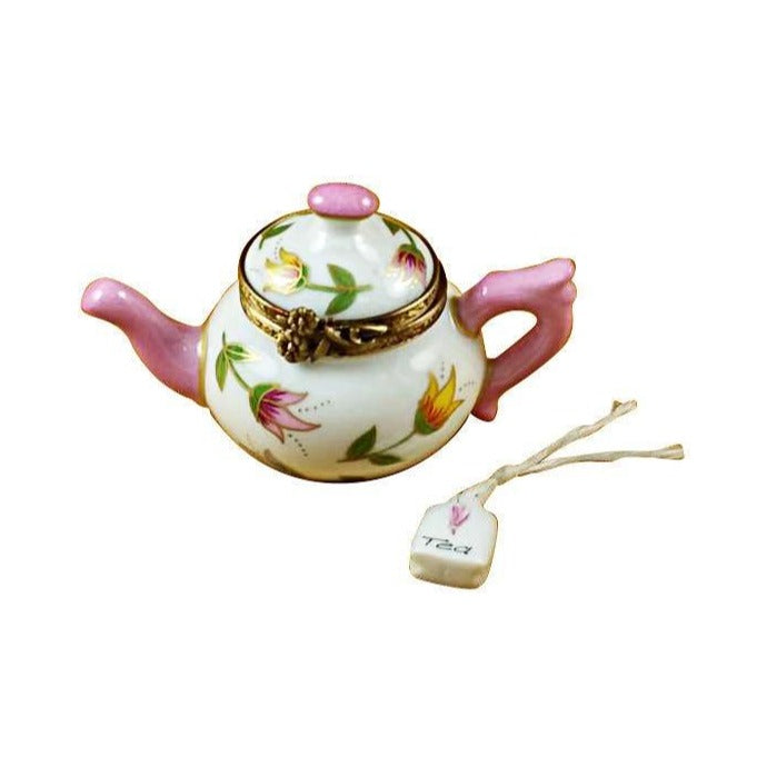 Authentic Rochard Teapot Tulips Spring Décor Limoges box, hand-painted in France, from Limoges Boutique