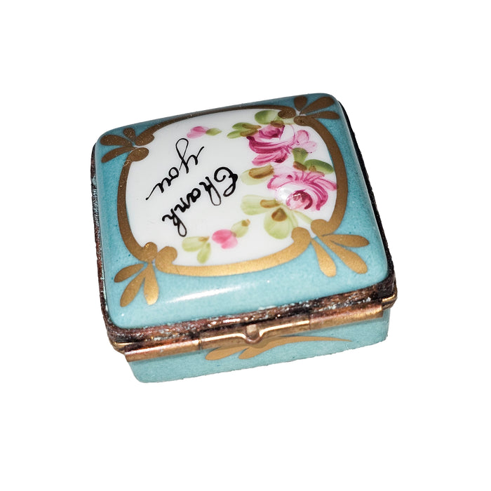 Thank You Gift Limoges Box Porcelain Limoges Square French Trinket Box