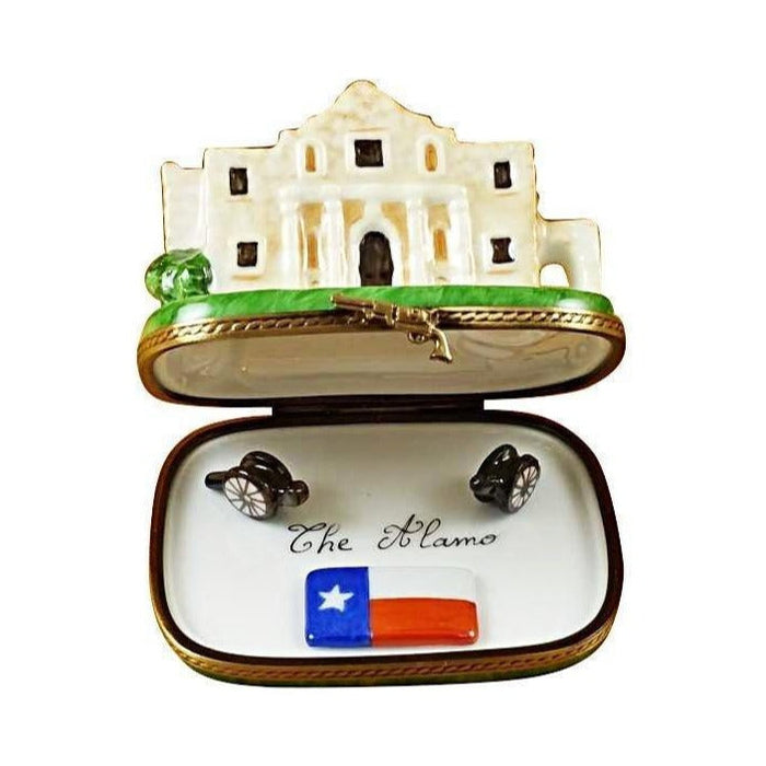 The painter's artistry shows on this Alamo Cannons Texas Flag Limoges box