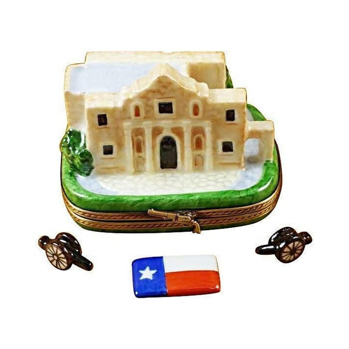 Limoges Boutique presents the Rochard Alamo Cannons Texas Flag, a genuine Limoges box painted by hand in France