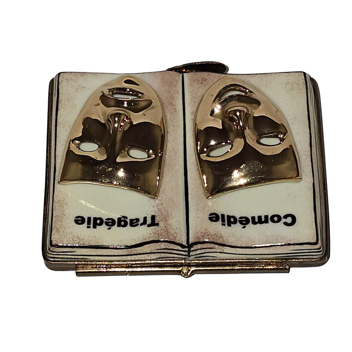 Theater Comedy Tragedy Box for Drama Lovers Porcelain Limoges Book Fine Arts French Trinket Box
