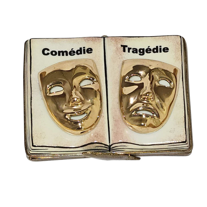 Theater Comedy Tragedy Box for Drama Lovers Porcelain Limoges Book Fine Arts French Trinket Box