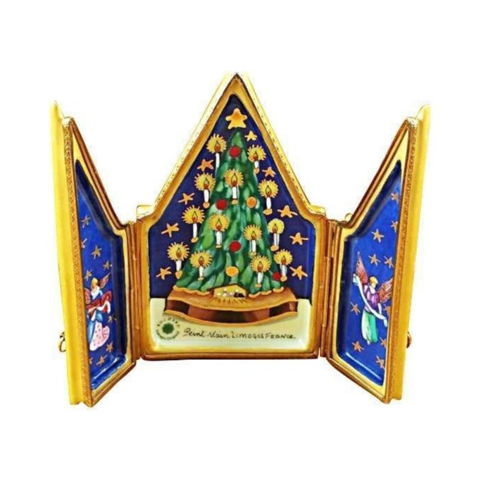 Limoges Boutique presents the Rochard Triptych Christmas Tree, a genuine Limoges box painted by hand in France