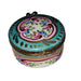 Turquoise Floral Box for Home Decor Porcelain Limoges Round French Trinket Box