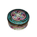 Turquoise Floral Box for Home Decor Porcelain Limoges Round French Trinket Box