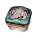 Turquoise Floral Limoges Box Porcelain Limoges Square French Trinket Box