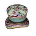Turquoise Top Hat Box for Elegant Gifts Porcelain Limoges hat perfume French Trinket Box