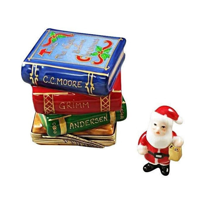 Authentic Rochard Twas the Night Before Christmas Stack Books Limoges box, hand-painted in France, from Limoges Boutique