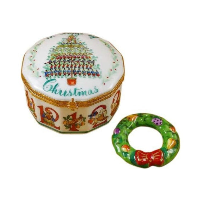 Twelve Days of Christmas with Removable Wreath Limoges box painted by hand in Limoges, France, a gift to treasure