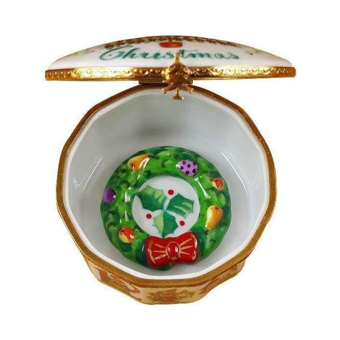 Every brushstroke by hand on the Twelve Days of Christmas with Removable Wreath Limoges box from France