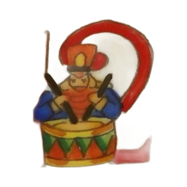Twelve drummers drumming beside the red 12, festive French brushwork on a Rochard Limoges box