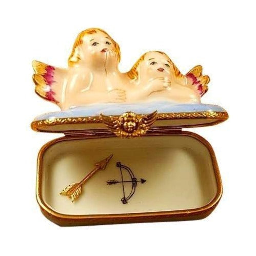 Underside of the Two Angels on Blue Base with Removable Arrow Limoges box with the maker's marks collectors look for