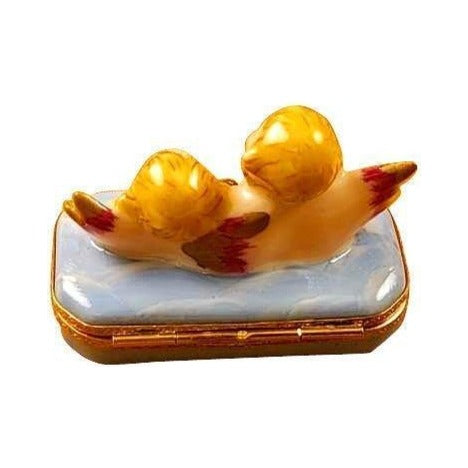Markings on the base of the Two Angels on Blue Base with Removable Arrow Limoges box, a sign of French origin