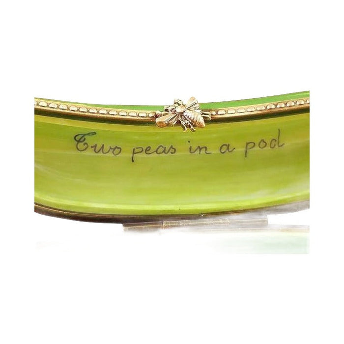 Painted details on the Two Peas in a Pod for Celebrating Love Limoges box, French art in miniature