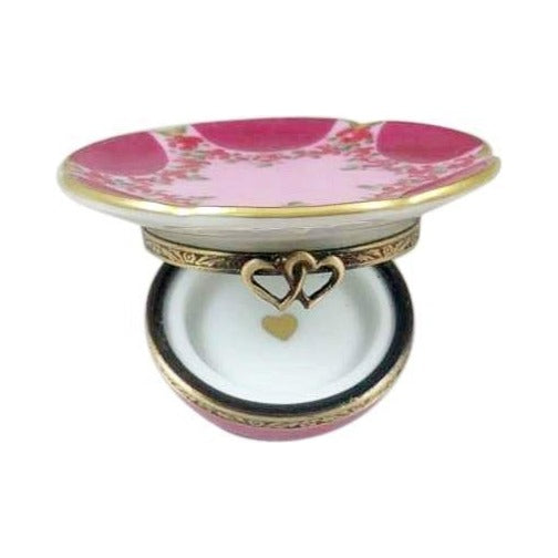 Valentine's Love Tea Cup with Spoon & Heart Limoges box painted by hand in Limoges, France, a gift to treasure
